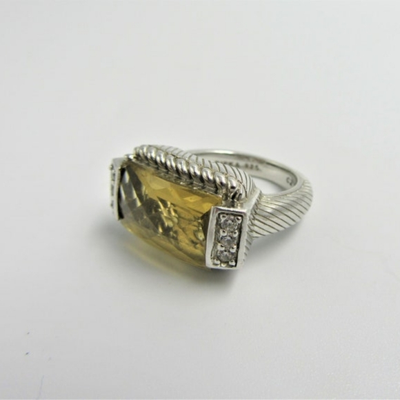 Vintage JUDITH RIPKA RING 925 Sterling Silver Yellow Citrine Cocktail Ring S-7 - Picture 9 of 13